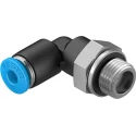 Festo Polybutylene Terephthalate Pneumatic Fitting, Male Push-In, G 1/8 in, 4mm, Nickel Finish QSL-G1/8-4