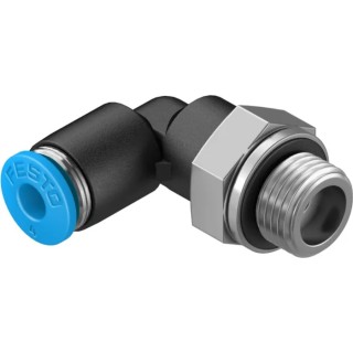 Festo Polybutylene Terephthalate Pneumatic Fitting, Male Push-In, G 1/8 in, 4mm, Nickel Finish QSL-G1/8-4