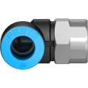 Festo QSLF Series Polybutylene Terephthalate Pneumatic Fitting Male Elbow, G 1/4 in Thread, 10mm Push-in, 90°, QSLF-1/4-10-B