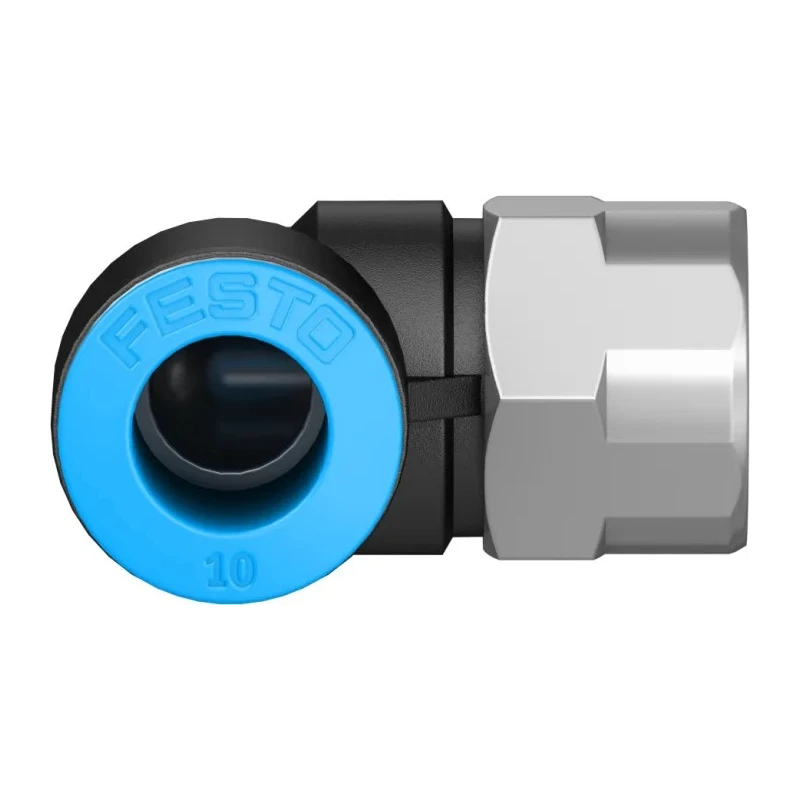 Festo QSLF Series Polybutylene Terephthalate Pneumatic Fitting Male Elbow, G 1/4 in Thread, 10mm Push-in, 90°, QSLF-1/4-10-B