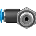 Festo Polybutylene Terephthalate Pneumatic Fitting, Male Push-In, G 1/8 in, 4mm, Nickel Finish QSL-G1/8-4