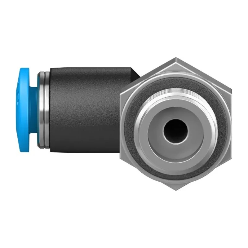 Festo Polybutylene Terephthalate Pneumatic Fitting, Male Push-In, G 1/8 in, 4mm, Nickel Finish QSL-G1/8-4