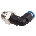 Festo Polybutylene Terephthalate Pneumatic Fitting, Male Push-In, G 1/8 in, 4mm, Nickel Finish QSL-G1/8-4