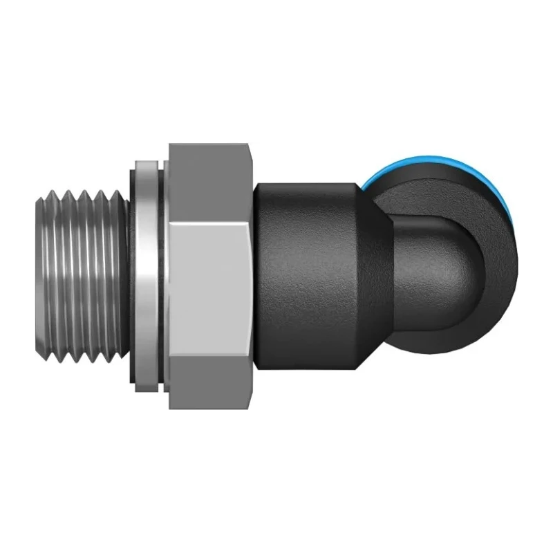 Festo Polybutylene Terephthalate Pneumatic Fitting, Male Push-In, G 1/8 in, 4mm, Nickel Finish QSL-G1/8-4
