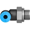 Festo Polybutylene Terephthalate Pneumatic Fitting, Male Push-In, G 1/8 in, 4mm, Nickel Finish QSL-G1/8-4