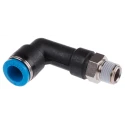 Festo QSLL-1/8-8 Polybutylene Terephthalate Pneumatic Male Elbow Fitting, R 1/8 in Thread, 8mm Push-In, 90°
