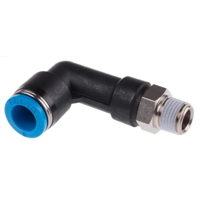Festo QSLL-1/8-8 Polybutylene Terephthalate Pneumatic Male Elbow Fitting, R 1/8 in Thread, 8mm Push-In, 90°
