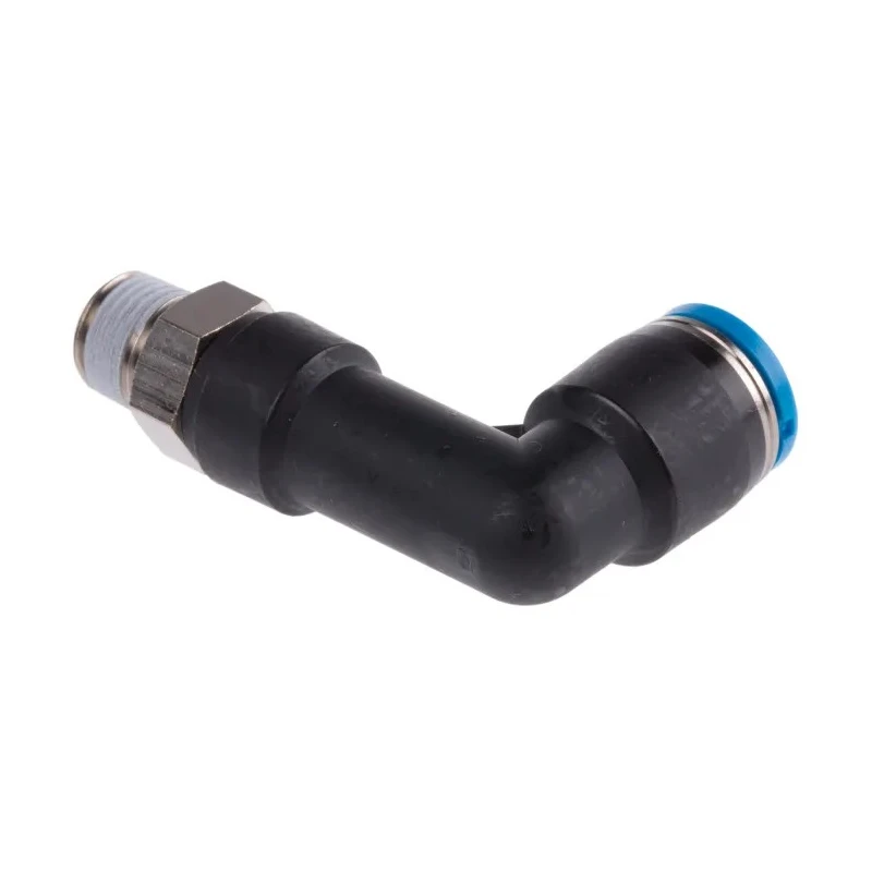 Festo QSLL-1/8-8 Polybutylene Terephthalate Pneumatic Male Elbow Fitting, R 1/8 in Thread, 8mm Push-In, 90°