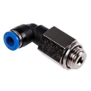 Festo Polybutylene Pneumatic Male Elbow Fitting, G 1/4 Thread, 6mm Push-In, 90°, QSLL-G1/4-6