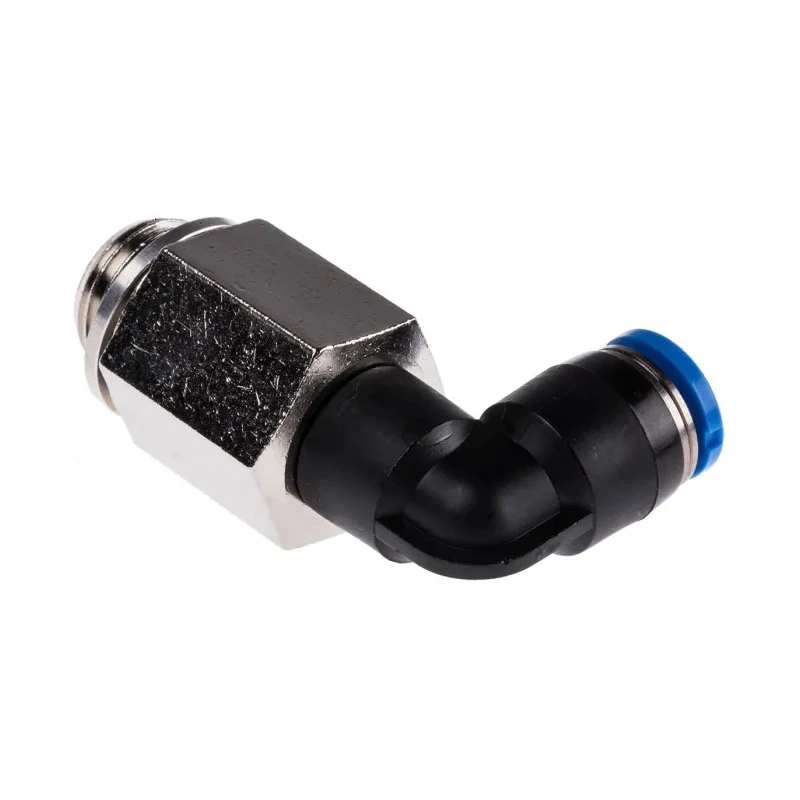 Festo Polybutylene Pneumatic Male Elbow Fitting, G 1/4 Thread, 6mm Push-In, 90°, QSLL-G1/4-6