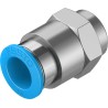 Festo Pneumatic Push-In Fitting, Female G Thread, Brass, 12mm Tube, 1/4 Inch, Nickel Finish QSF-1/4-12-B