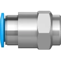 Festo Pneumatic Push-In Fitting, Female G Thread, Brass, 12mm Tube, 1/4 Inch, Nickel Finish QSF-1/4-12-B