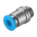 Festo QS Series Pneumatic Fitting, Push-in Tube, Male G1/8 Thread, 6mm Tube Brass Nickel Finish QS-G1/8-6-I