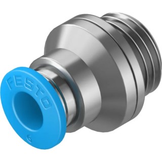 Festo Pneumatic Fitting Push-In Connector Brass, Nickel-Plated, Male G1/4 Thread, 6mm Tube QS-G1/4-6-I