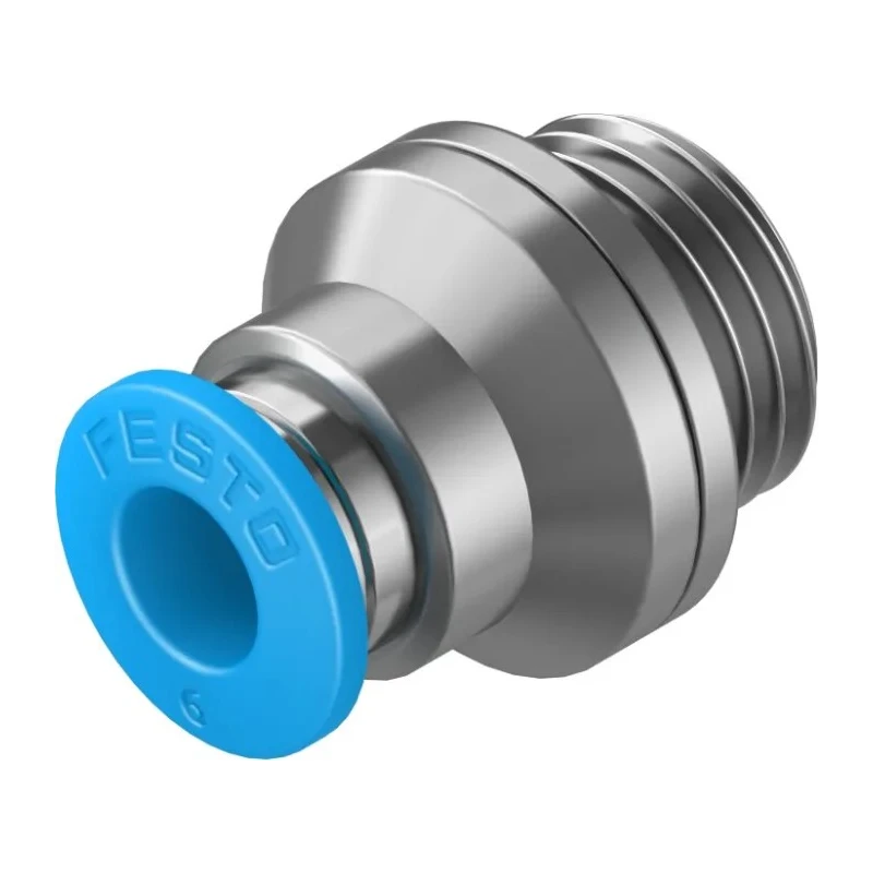 Festo Pneumatic Fitting Push-In Connector Brass, Nickel-Plated, Male G1/4 Thread, 6mm Tube QS-G1/4-6-I