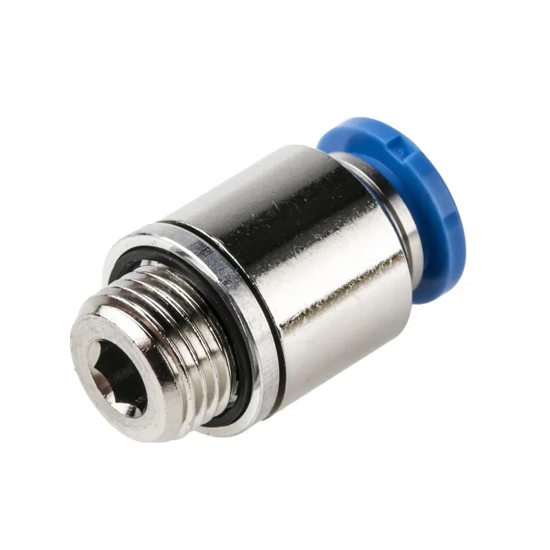 Festo QS Series Pneumatic Fitting, Push-in Tube, Male G1/8 Thread, 6mm Tube Brass Nickel Finish QS-G1/8-6-I