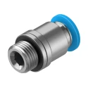 Festo QS Series Pneumatic Fitting, Push-in Tube, Male G1/8 Thread, 6mm Tube Brass Nickel Finish QS-G1/8-6-I