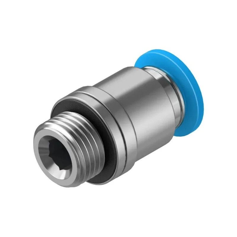 Festo QS Series Pneumatic Fitting, Push-in Tube, Male G1/8 Thread, 6mm Tube Brass Nickel Finish QS-G1/8-6-I