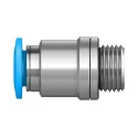 Festo QS Series Pneumatic Fitting, Push-in Tube, Male G1/8 Thread, 6mm Tube Brass Nickel Finish QS-G1/8-6-I