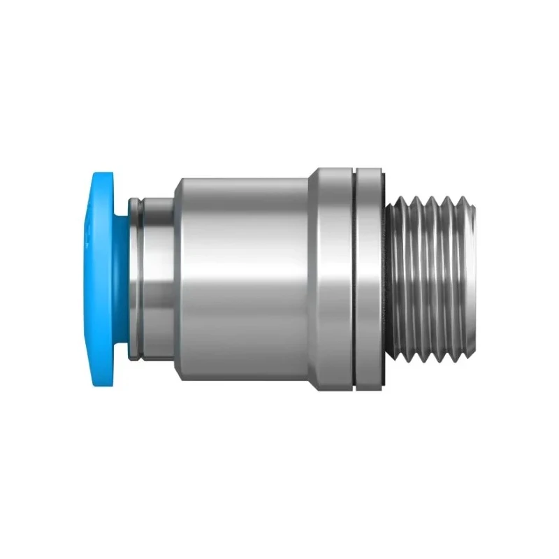 Festo QS Series Pneumatic Fitting, Push-in Tube, Male G1/8 Thread, 6mm Tube Brass Nickel Finish QS-G1/8-6-I