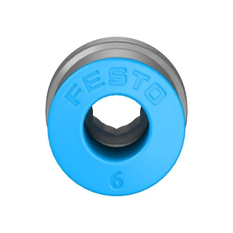 Festo QS Series Pneumatic Fitting, Push-in Tube, Male G1/8 Thread, 6mm Tube Brass Nickel Finish QS-G1/8-6-I