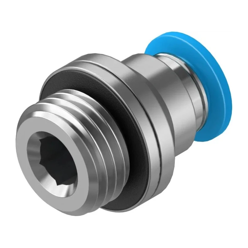 Festo Pneumatic Fitting Push-In Connector Brass, Nickel-Plated, Male G1/4 Thread, 6mm Tube QS-G1/4-6-I