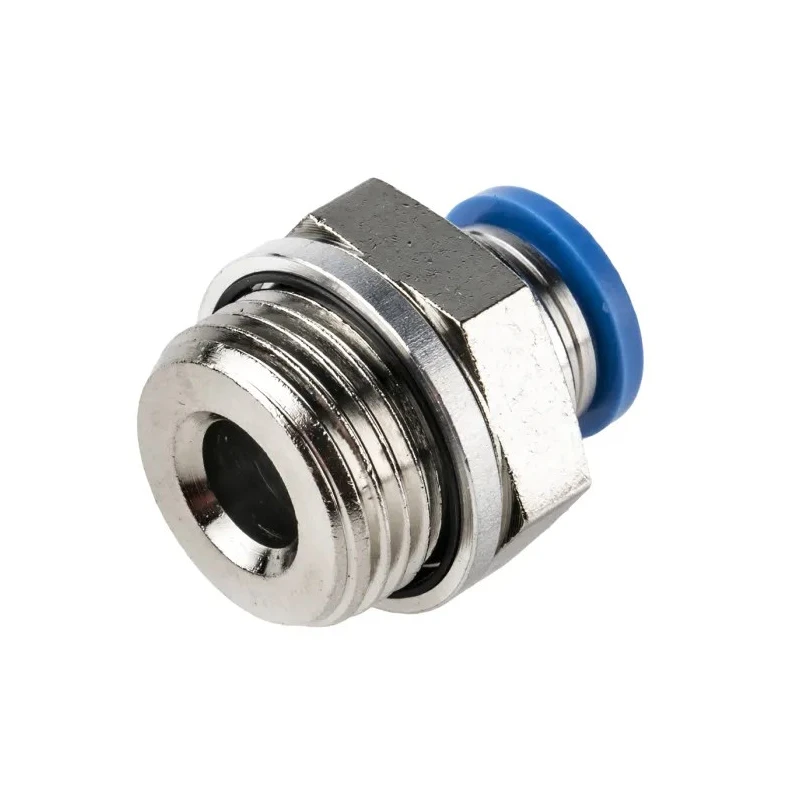 Festo QS Series Pneumatic Fitting, Male, Push-in, 8mm Tube x 3/8 in G Thread Brass Nickel Finish QS-G3/8-8