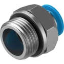 Festo QS Series Pneumatic Fitting, Male, Push-in, 8mm Tube x 3/8 in G Thread Brass Nickel Finish QS-G3/8-8