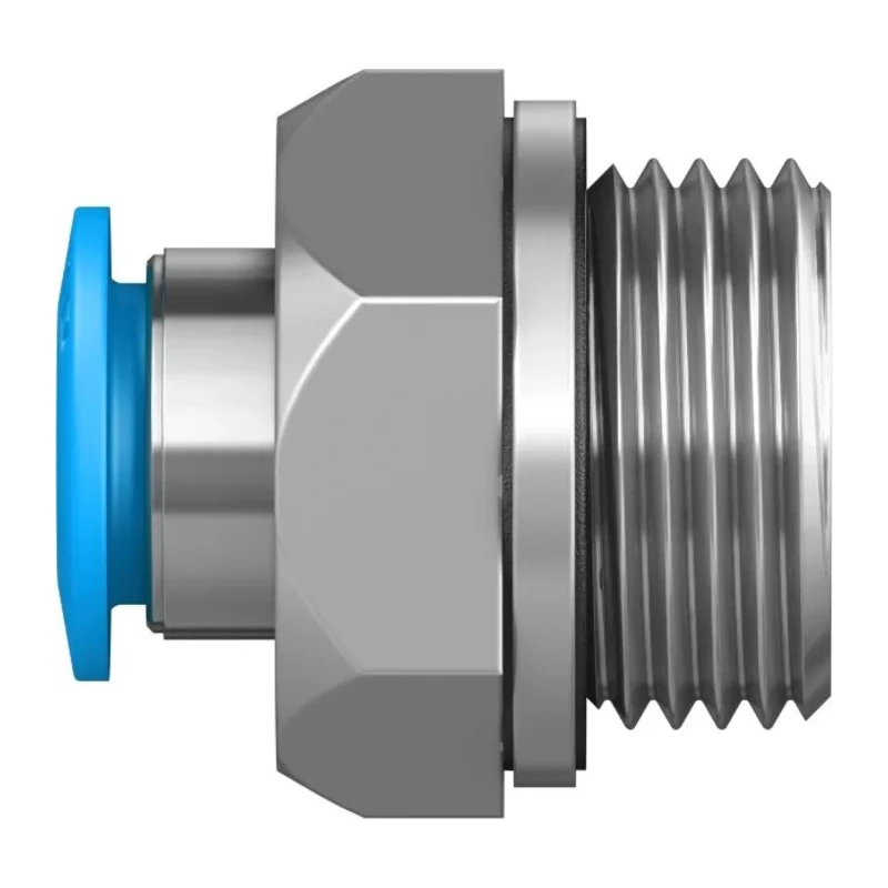 Festo QS Series Pneumatic Fitting, Male, Push-in, 8mm Tube x 3/8 in G Thread Brass Nickel Finish QS-G3/8-8