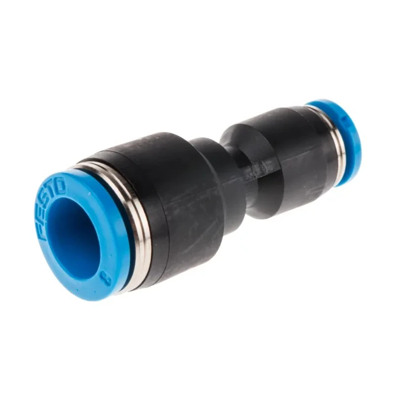 Festo QS Series Stainless Steel Pneumatic Reducer Nipple Push-in Fitting, 8 mm to 4 mm, 14 Bar, QS-8-4
