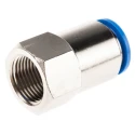 Festo Pneumatic Push-in Fitting, 12mm Tube, G 3/8" Female, Brass, Nickel Plated, QSF-3/8-12-B