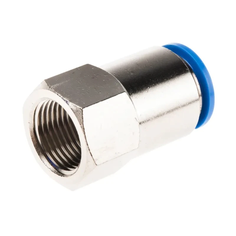 Festo Pneumatic Push-in Fitting, 12mm Tube, G 3/8" Female, Brass, Nickel Plated, QSF-3/8-12-B