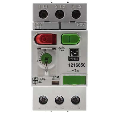 RS PRO Motor Protection Circuit Breaker MS32 1.6–2.5A, 690V, 3 Poles, IP40/IP20
