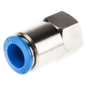 Festo Pneumatic Push-in Fitting, 12mm Tube, G 3/8" Female, Brass, Nickel Plated, QSF-3/8-12-B