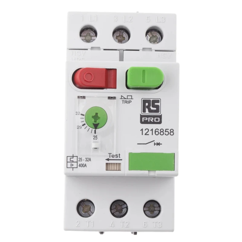 RS PRO MS32 Motor Protection Circuit Breaker, 25A/32A, 690V, 3-Pole, DIN Rail, -25°C to 60°C