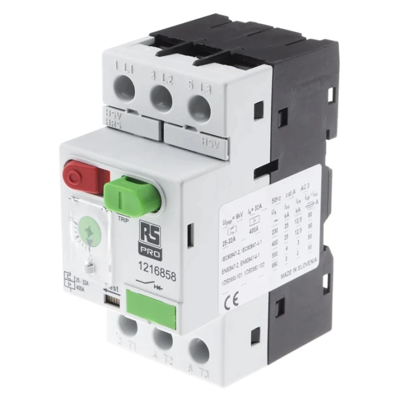RS PRO MS32 Motor Protection Circuit Breaker, 25A/32A, 690V, 3-Pole, DIN Rail, -25°C to 60°C