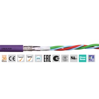 Igus chainflex CFBUS.PUR.045 Bus Cable, Screened, 8 Cores, 0.15mm², 25 AWG, Polyurethane Jacket, 100m CFBUS.PUR.045 (100m)