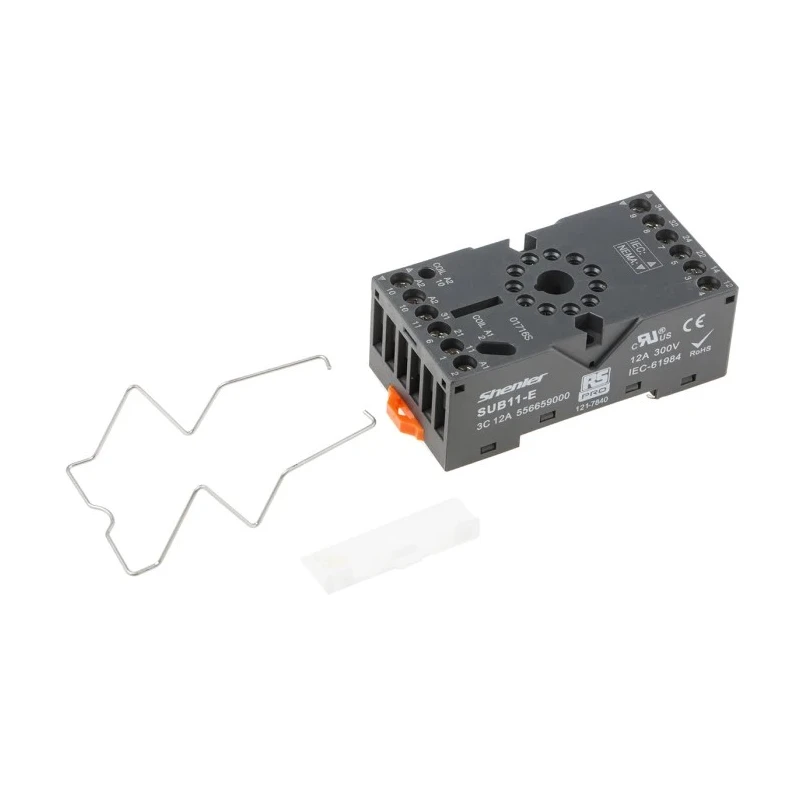 RS PRO 11 Way DIN Rail Relay Socket, 300V, Screw Terminals, 12A, for RS PRO RUB Relays 121-7840