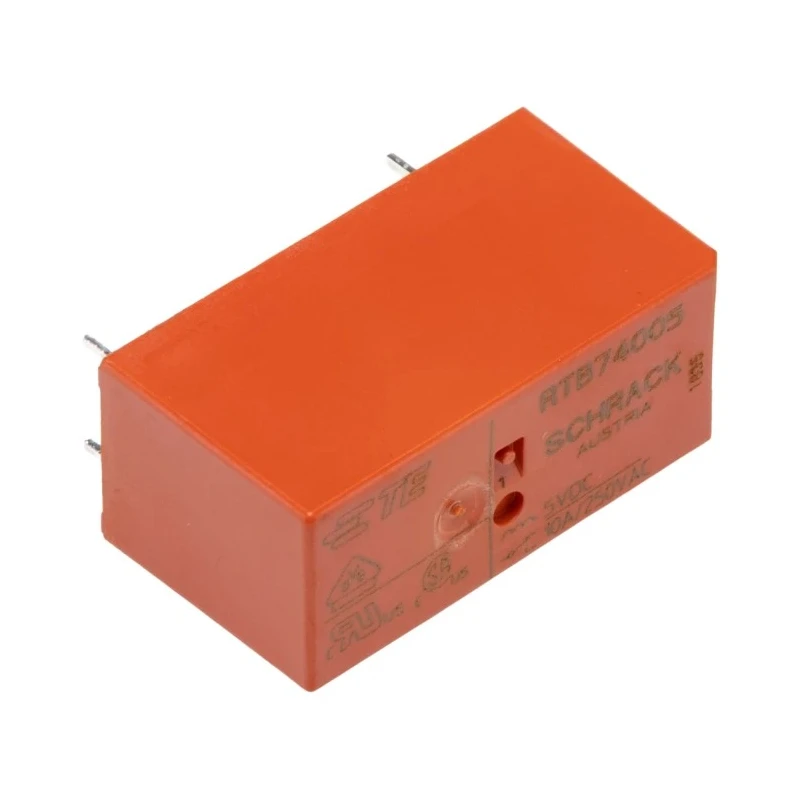 TE Connectivity PCB Power Relay 5V DC Coil, SPDT, 12A, Silver Nickel Alloy Contacts RTB74005
