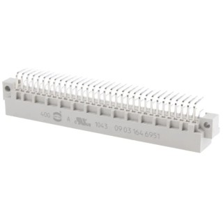 HARTING DIN 41612 64 Way Backplane Connector, 2.54 mm Pitch, Type C/2, Right Angle, Solder, Class C2, Male 09031646951