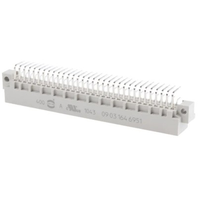 HARTING DIN 41612 64 Way Backplane Connector, 2.54 mm Pitch, Type C/2, Right Angle, Solder, Class C2, Male 09031646951