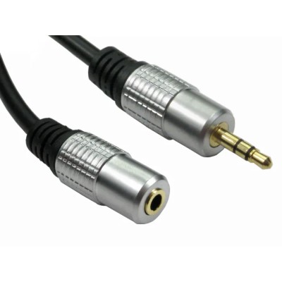 RS PRO Male 3.5 mm Stereo Jack to Female 3.5 mm Stereo Jack Auxiliary Cable, Black, 10 m 229-9930