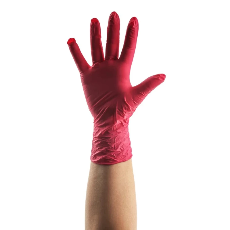 Unigloves Red Nitrile Disposable Gloves, Medical Grade, Powder-Free, Size Small, 100 per Pack GP0062