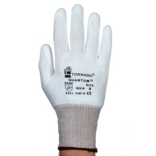 Tornado Quantum White Polyurethane Work Gloves Size 6, Abrasion Resistant, QUA-06
