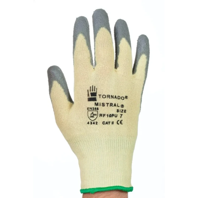 Tornado MISTRAL Yellow Lycra Work Gloves Polyurethane Coating Size 10 RF10PU-10