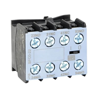 WEG Auxiliary Contact Block 4 Contacts, 2 NC/2 NO, Front Mount, Screw Terminal, 10A, 690V AC BFC0-22