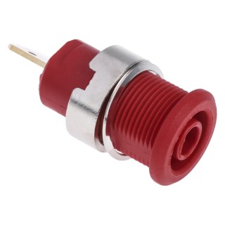 RS PRO Red Female Banana Socket, 4 mm, Tab Termination, 1000V 24A, Gold Plated, 31.5mm Panel Mount 23.3000-22