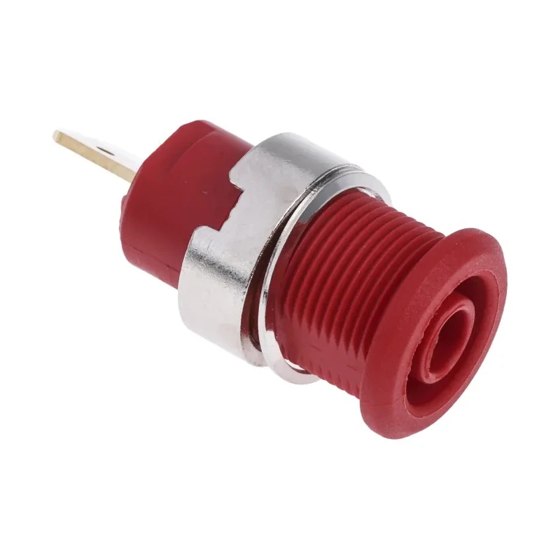 RS PRO Red Female Banana Socket, 4 mm, Tab Termination, 1000V 24A, Gold Plated, 31.5mm Panel Mount 23.3000-22