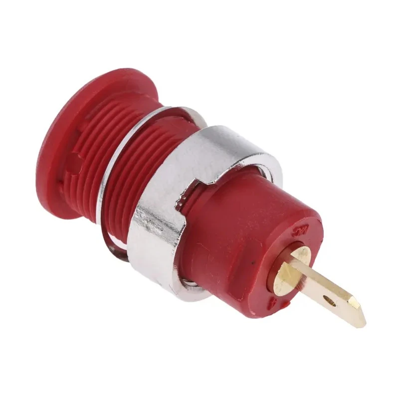 RS PRO Red Female Banana Socket, 4 mm, Tab Termination, 1000V 24A, Gold Plated, 31.5mm Panel Mount 23.3000-22