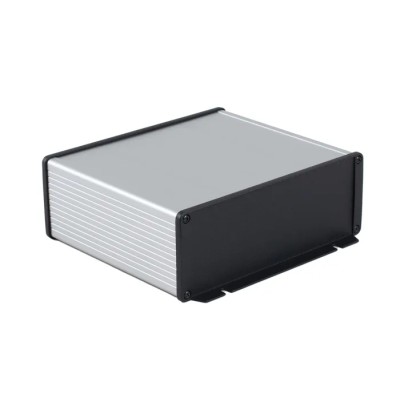 Hammond Flanged Extruded Aluminium Enclosure, IP65, Black, Clear Anodised, 220.00 x 165.50 x 54.6 mm, 1457T2202BK